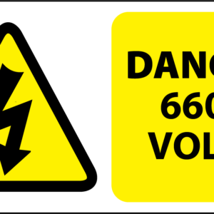 Danger 6600 Volts Labels 100x50mm