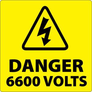 Danger 6600 Volts Isolate Supply Labels 50x50mm