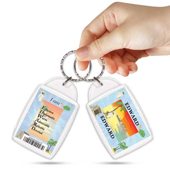 KPK 098 EDWARD Personalised Name Souvenir Keyring With Qualities